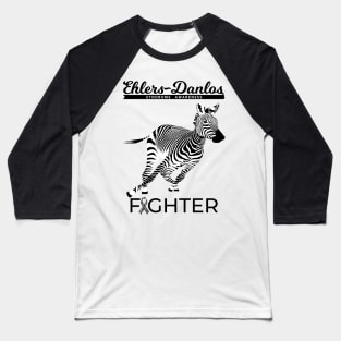 Ehlers Danlos Awareness Fighter Zebra Dark Text Baseball T-Shirt